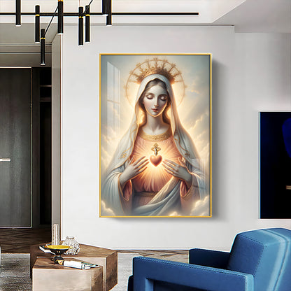 Divine Embrace of Mary Premium Acrylic Vertical Wall Art