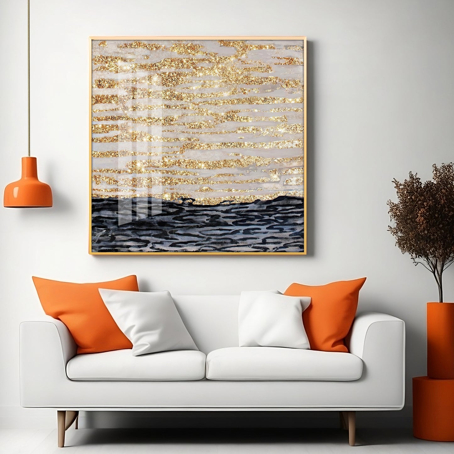 Golden Sea Premium Acrylic Square Wall Art