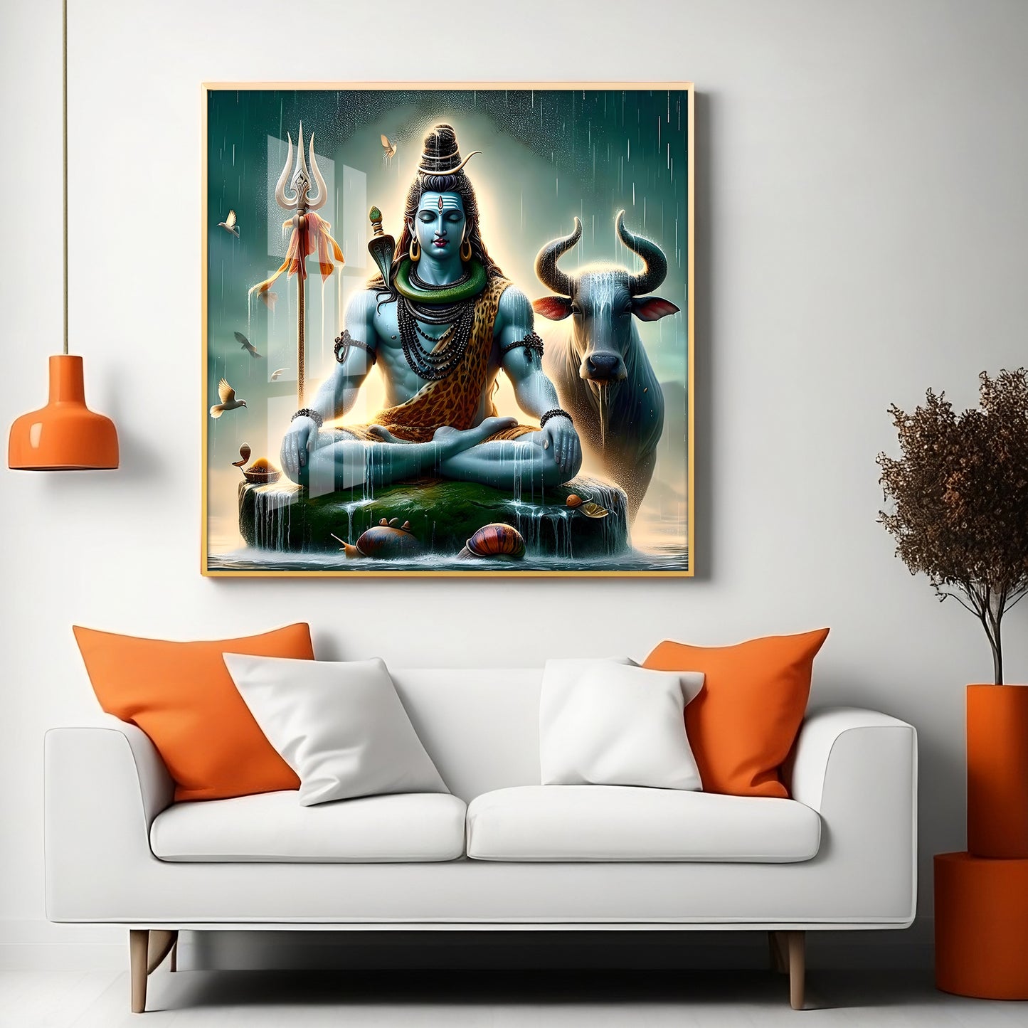 Shiva Mahadev With Nandi Premium Acrylic Square Wall Art