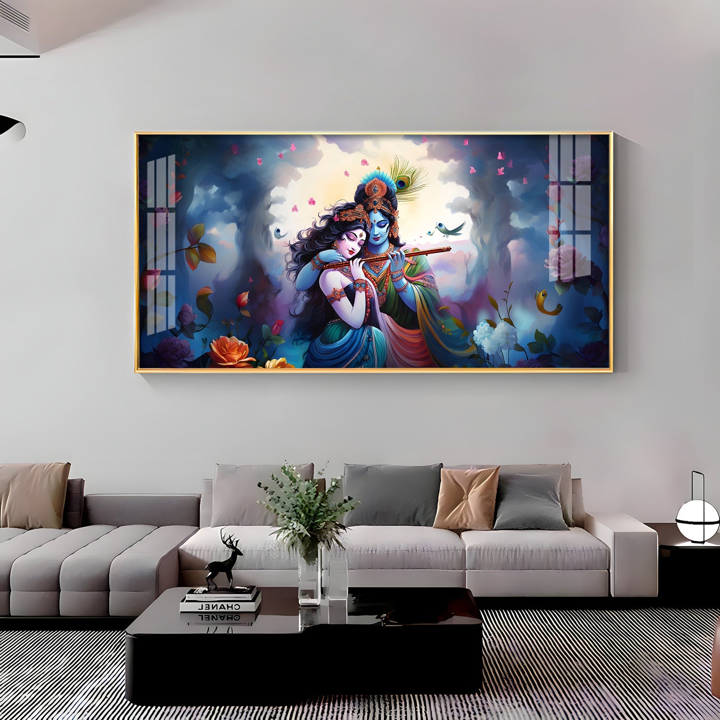 Astounding Love Of Radha Krishna Premium Acrylic Horizontal Wall Art