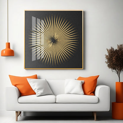 Spiky Golden Circle Premium Acrylic Square Wall Art