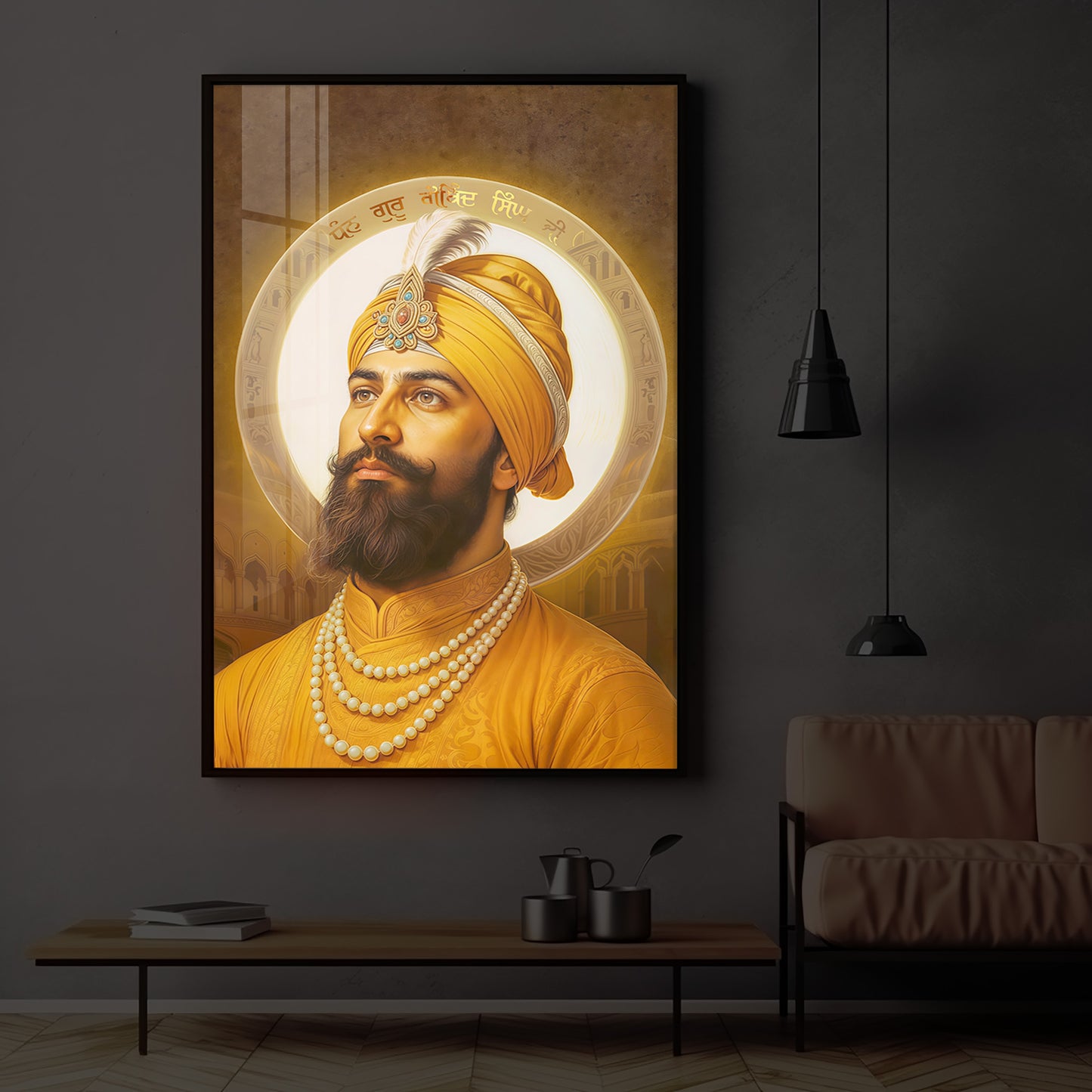 Guru Govind Singh Ji Modern Luxury Backlight Vertical Wall Art