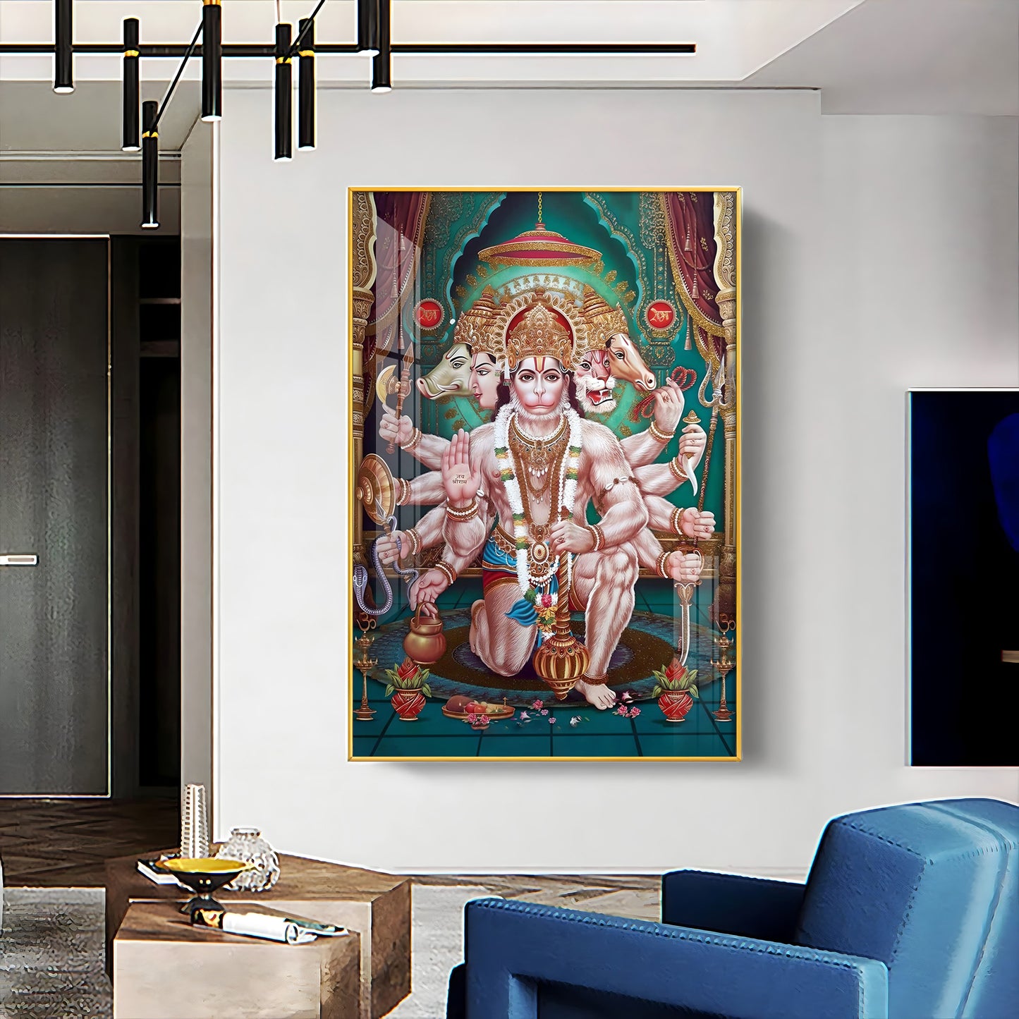 Celestial Guardian Lord Hanuman Premium Vertical Acrylic Wall Art