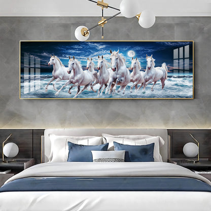 High-Quality Vastu Seven Running Horse Premium Acrylic Horizontal Wall Art