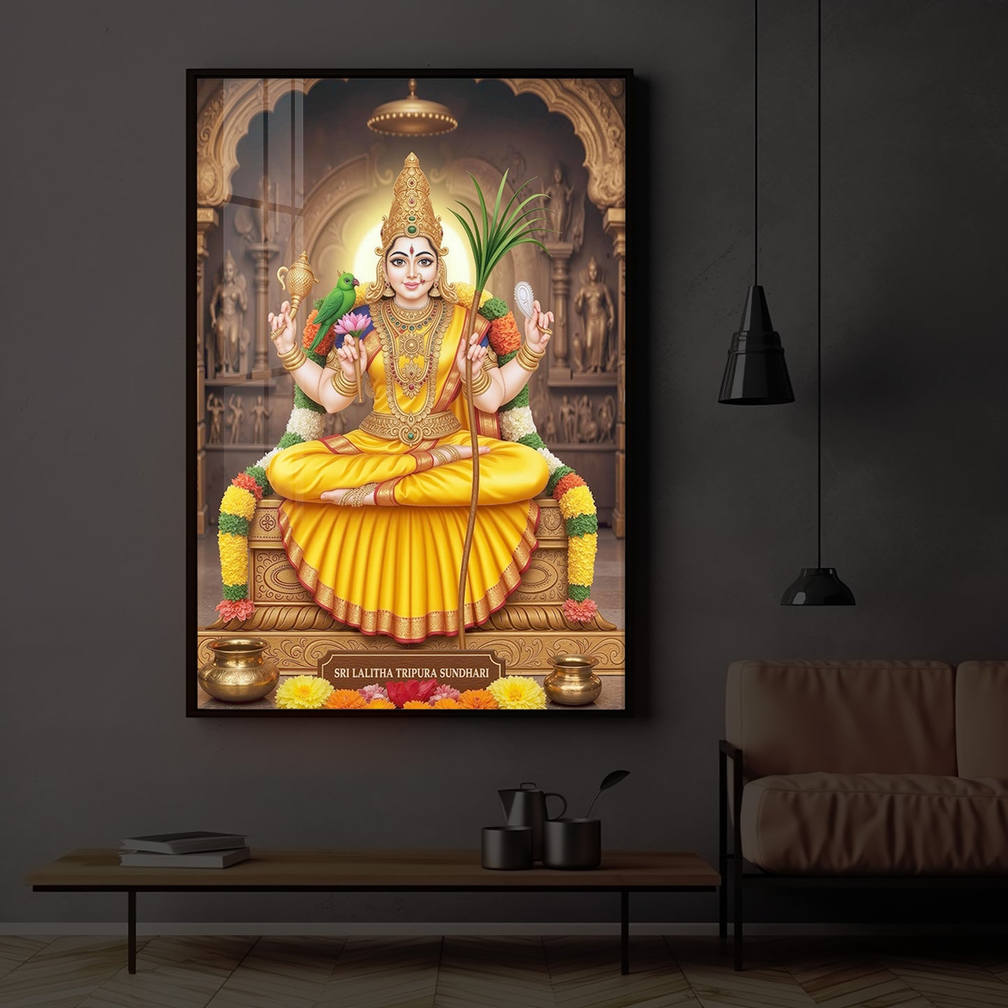 Sri Vidhya Sadhana Modern Luxury Backlight Vertical Wall Art
