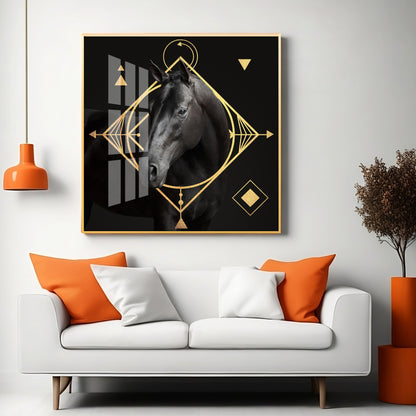 Gold Foil Horse Premium Acrylic Square Wall Art