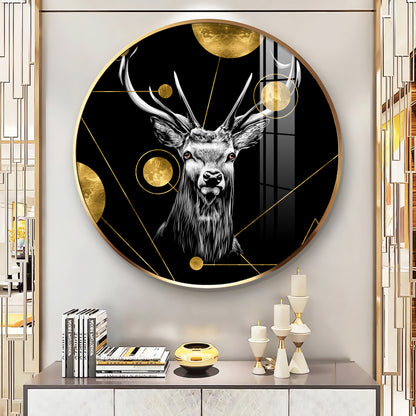 Regal Stag Premium Acrylic Round Wall Art