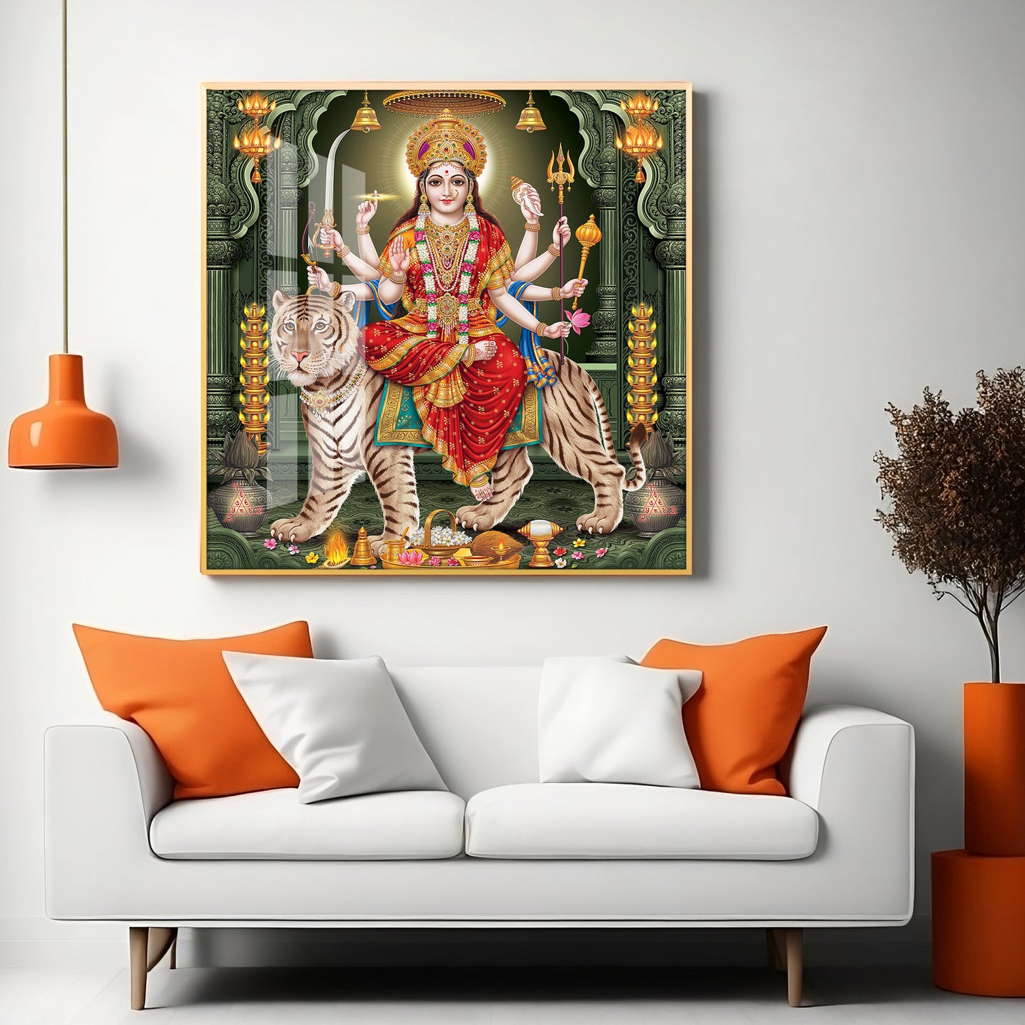 Goddess on Tiger Premium Acrylic Square Wall Art