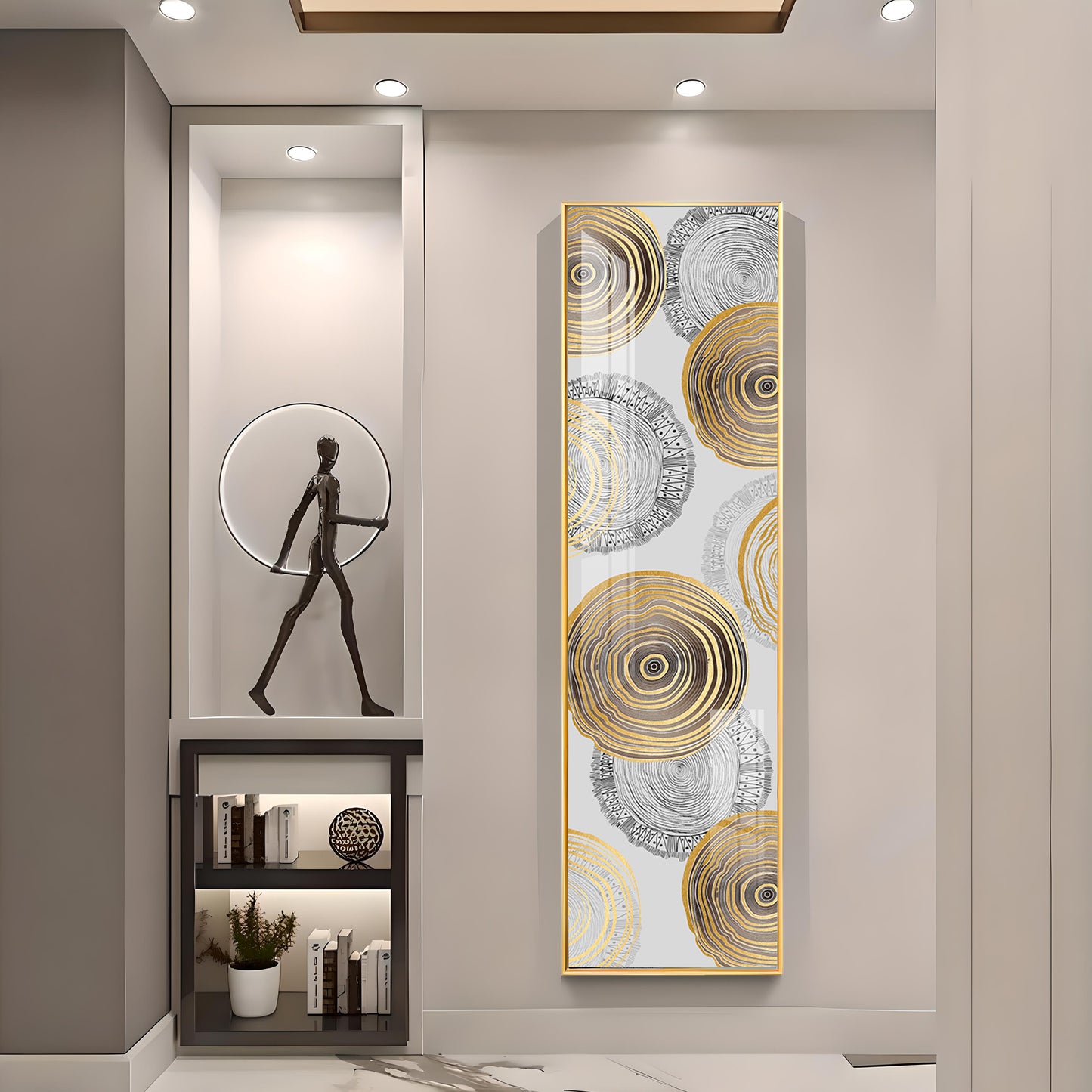 Spiral Gold & Black Design Premium Acrylic Vertical Wall Art