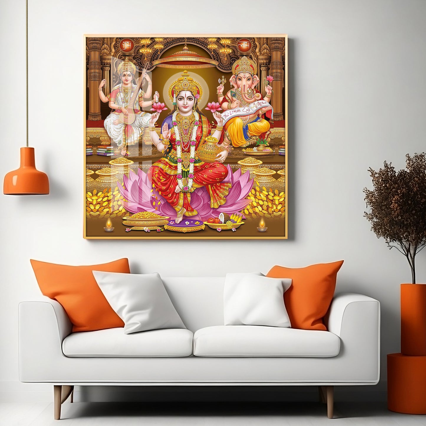 Enchanted Laxmi Ji Divinity Premium Acrylic Square Wall Art