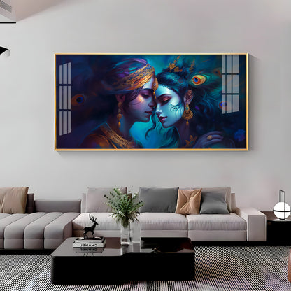 Quardro Radha Krishna Premium Acrylic Horizontal Wall Art