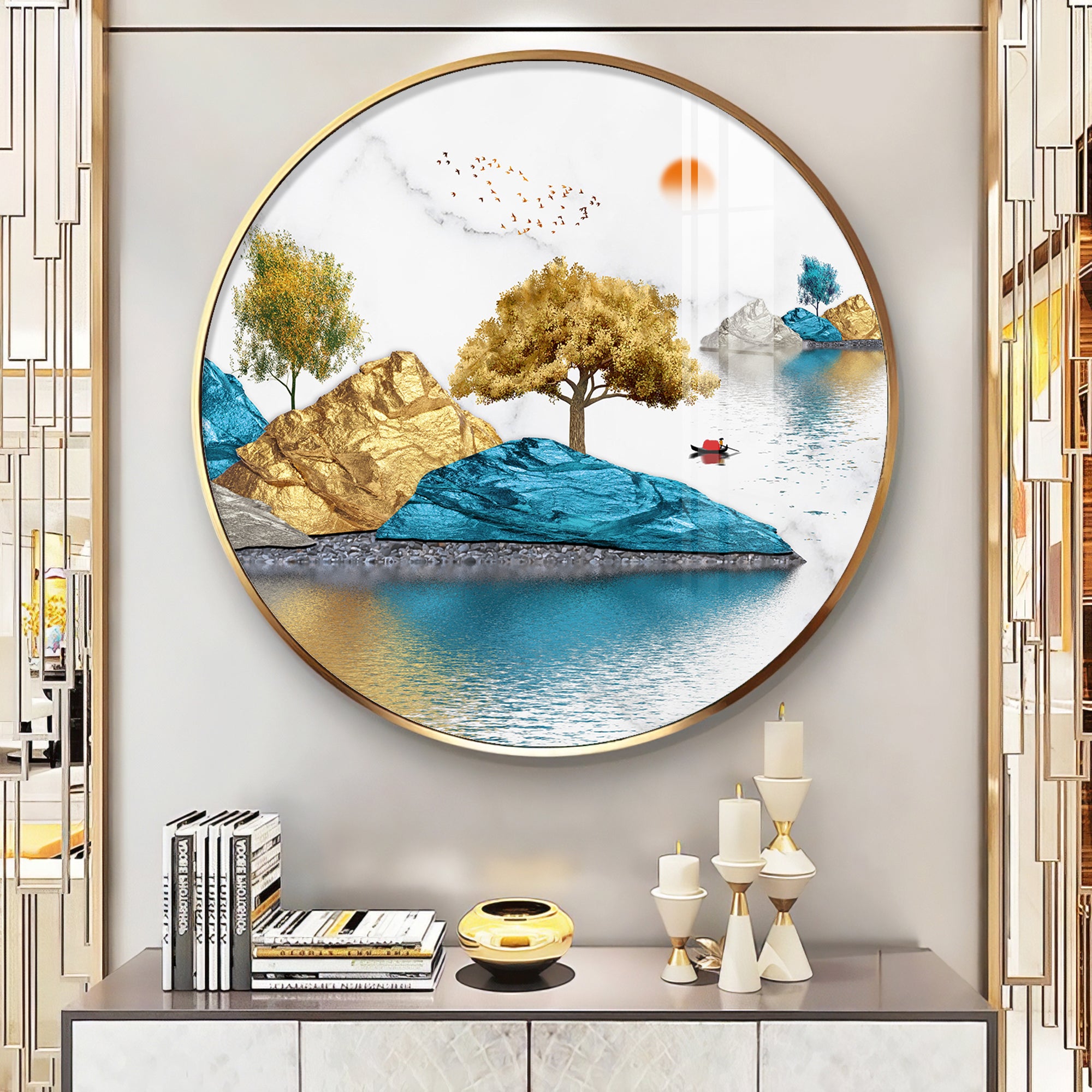 Lakebound Ascent Premium Acrylic Round Wall Art