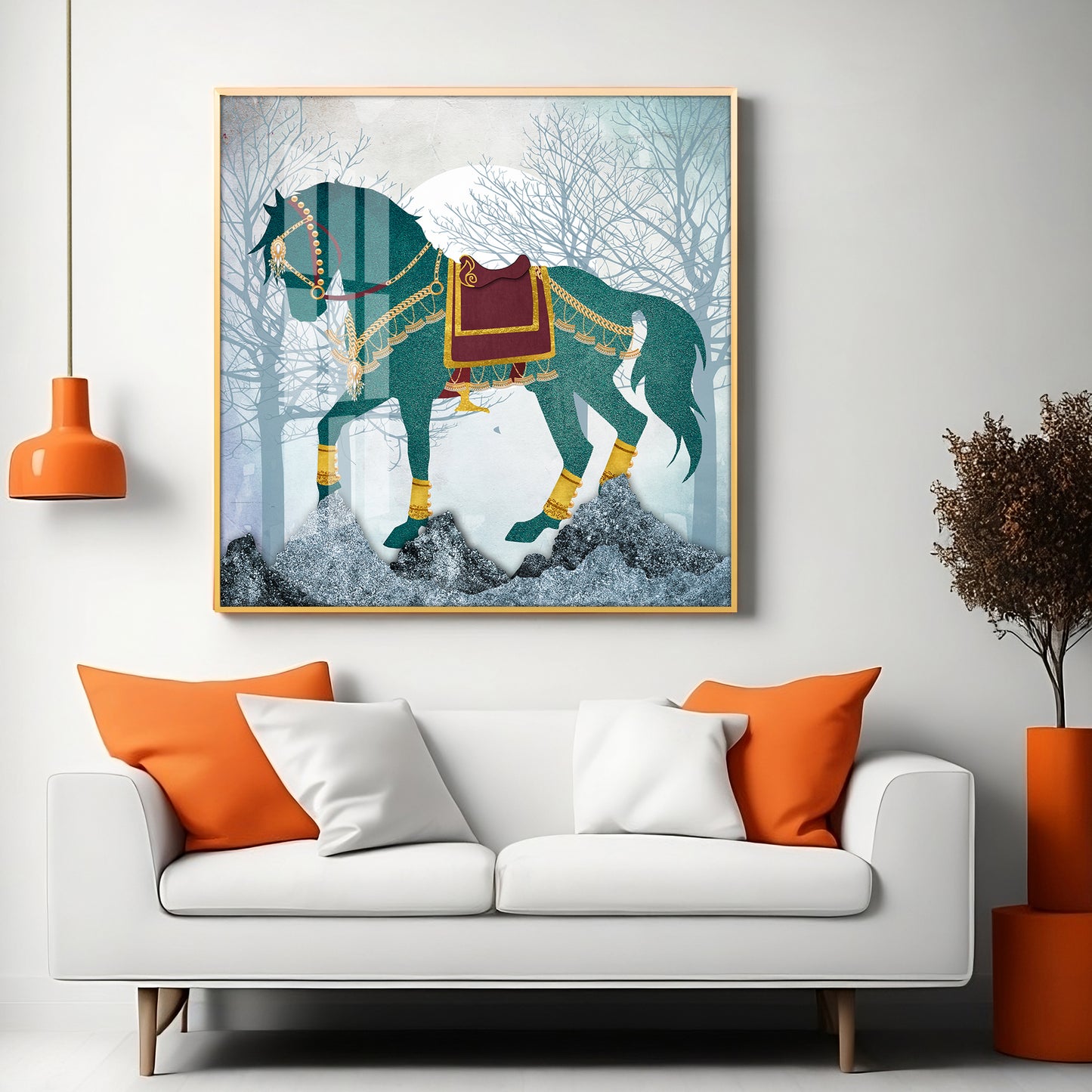 European Abstract Three-Dimensional Horse Premium Acrylic Square Wall Art