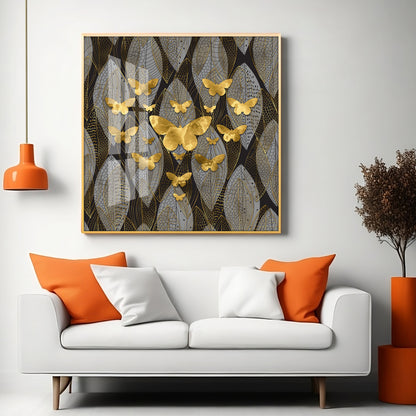 Golden Butterfly Light Luxury Premium Acrylic Square Wall Art