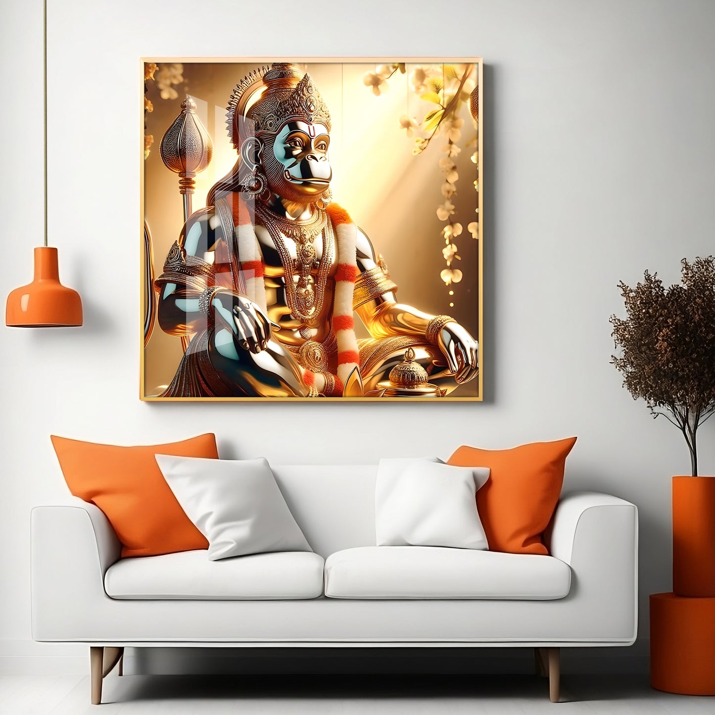 Rambhakt Hanuman Premium Acrylic Square Wall Art