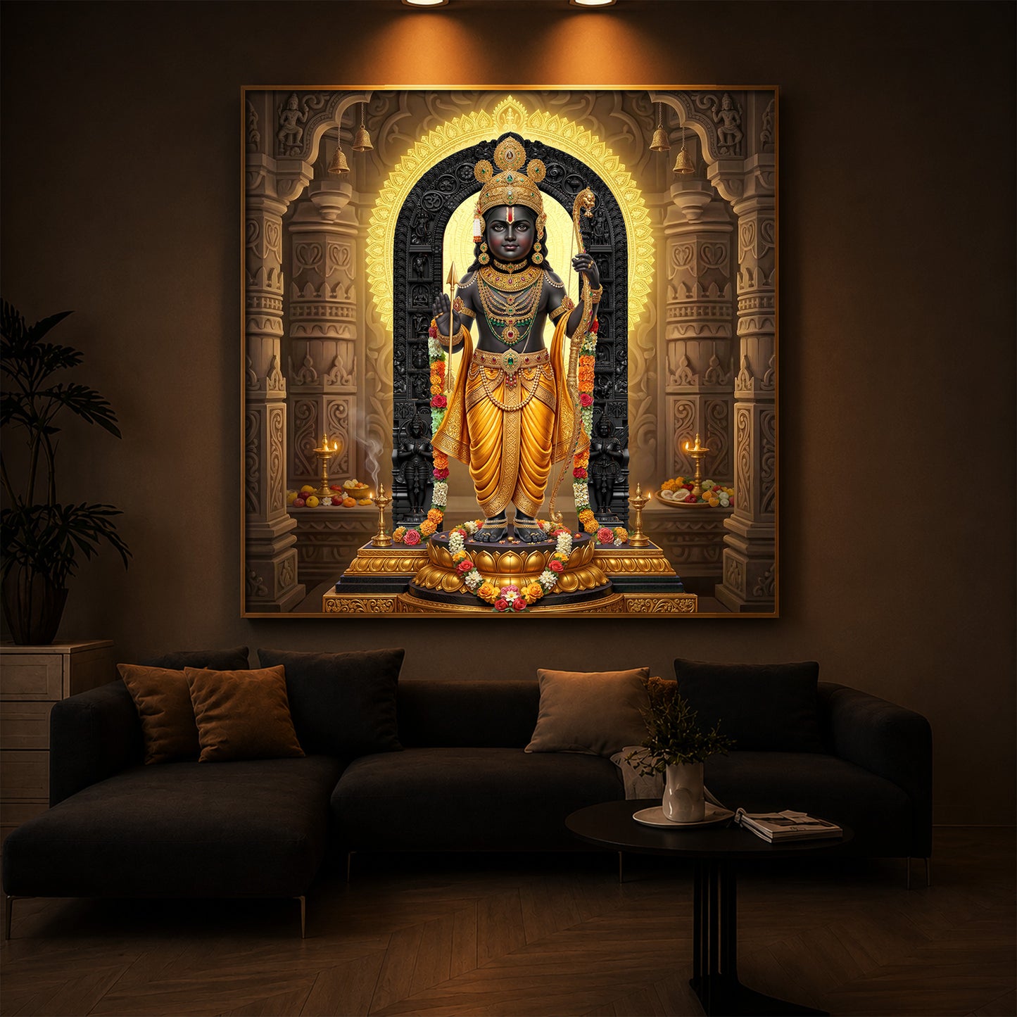 Shree Ram Modern Luxury Backlight Square Wall Art