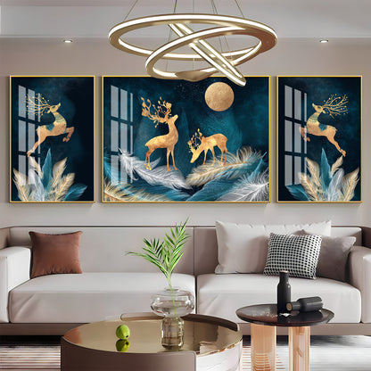 Deer In Paradise Premium Acrylic Wall Art (Set of 3)