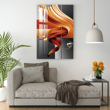 Geometric Orange Modern Abstract Wall Art