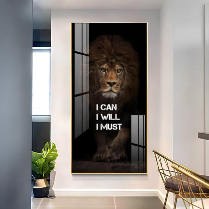 Be Like a Lion Premium Acrylic Vertical Wall Art - 30X16 inches / Gold