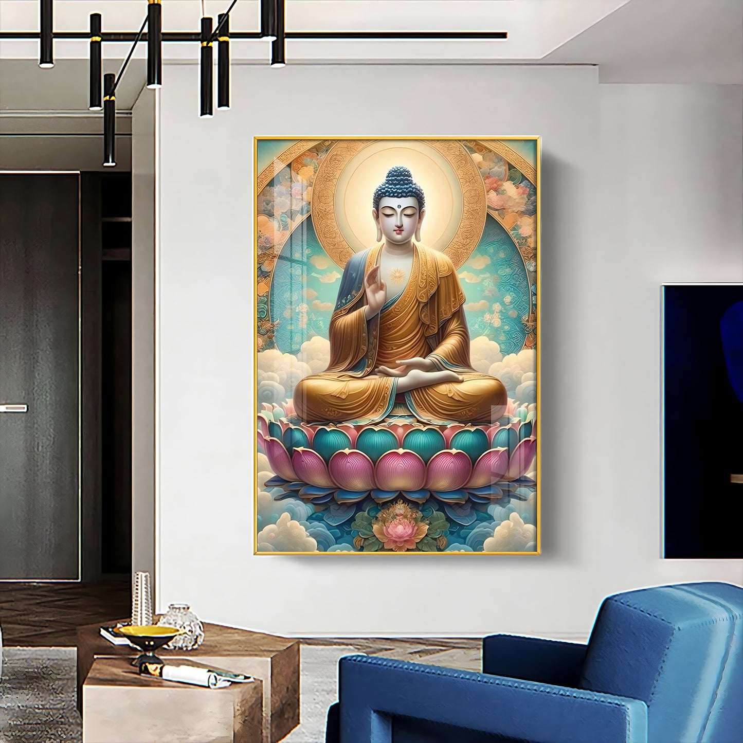 Serene Lotus Buddha Premium Vertical Acrylic Wall Art