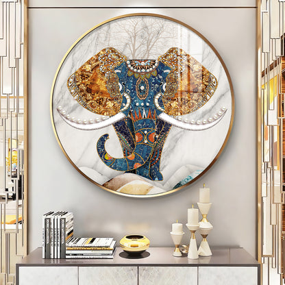 Majestic Elephant Premium Acrylic Round Wall Art