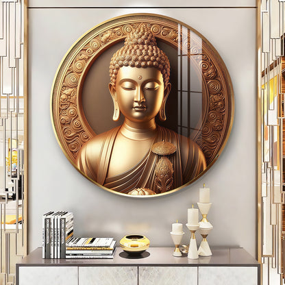Blessings Of Buddha Premium Acrylic Round Wall Art