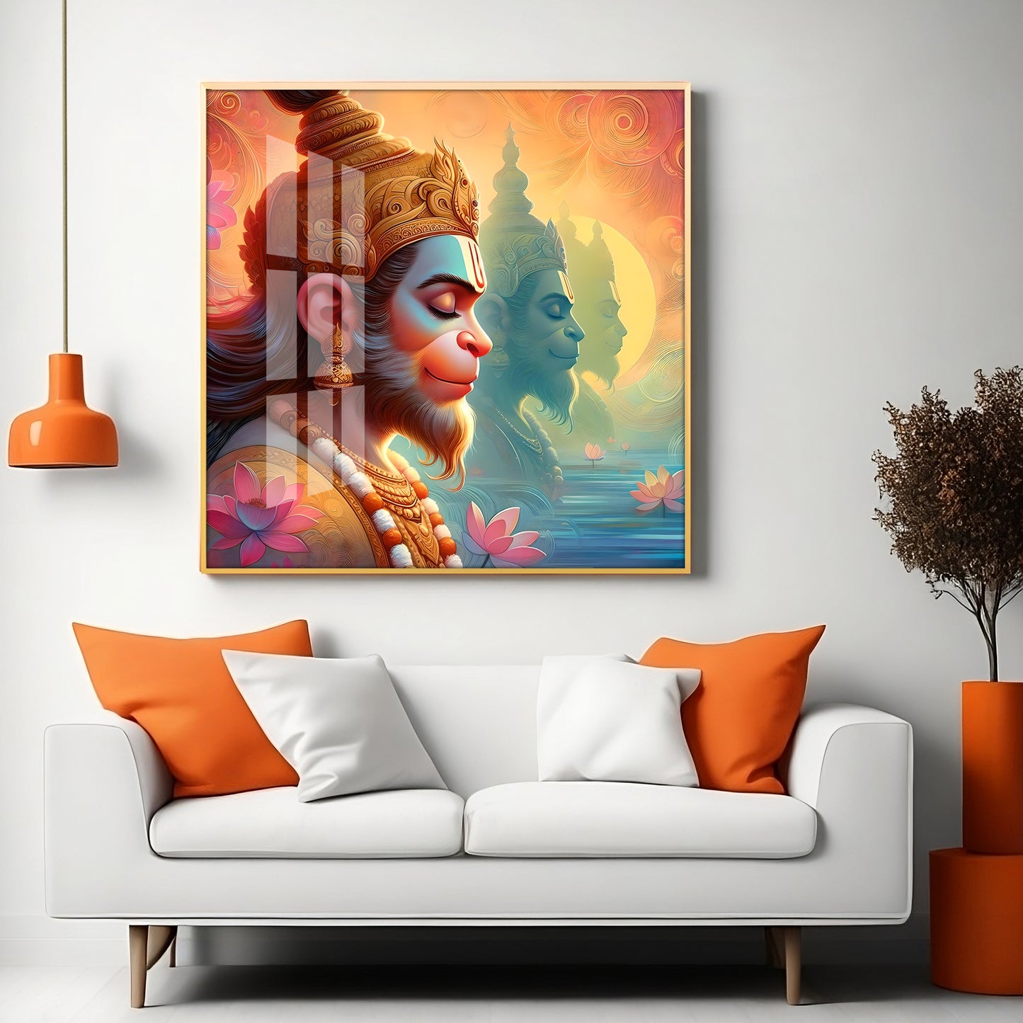 Hanuman ji Premium Acrylic Square Wall Art