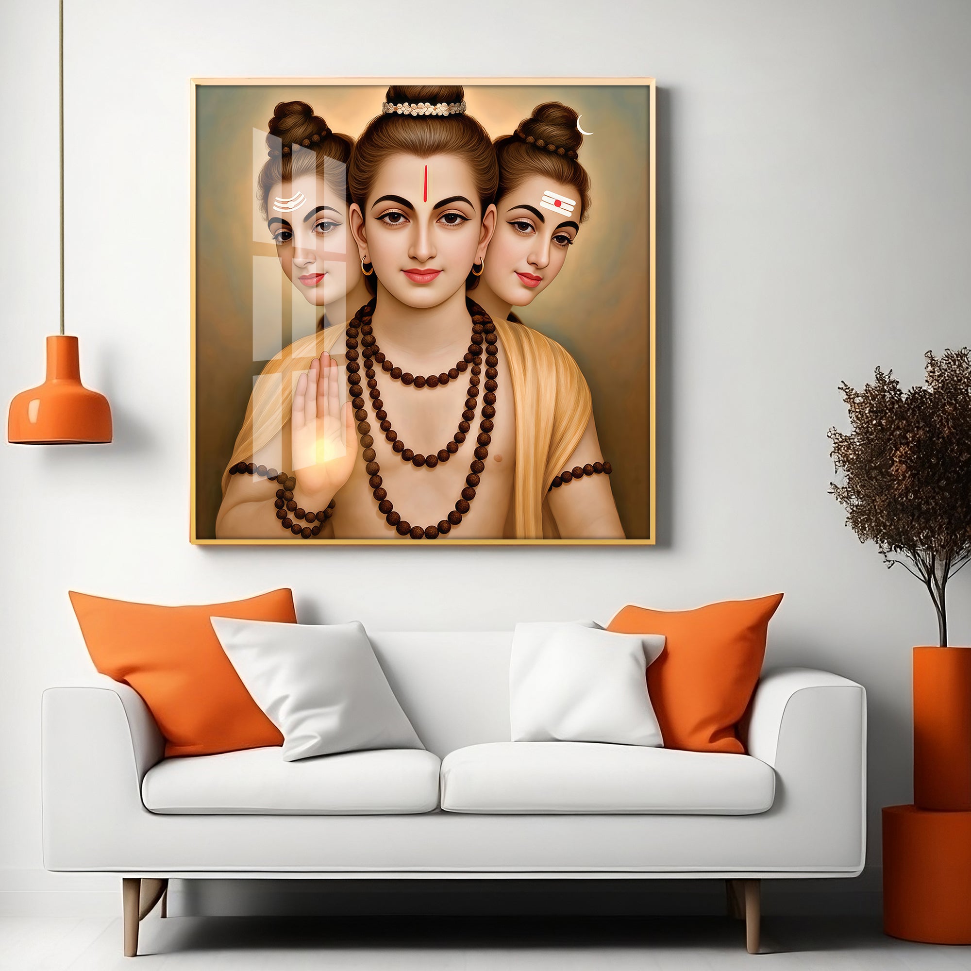 God Dattatreya Ji Maharaj Premium Acrylic Square Wall Art