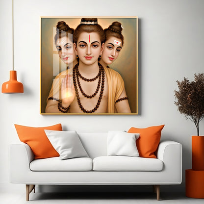 God Dattatreya Ji Maharaj Premium Acrylic Square Wall Art