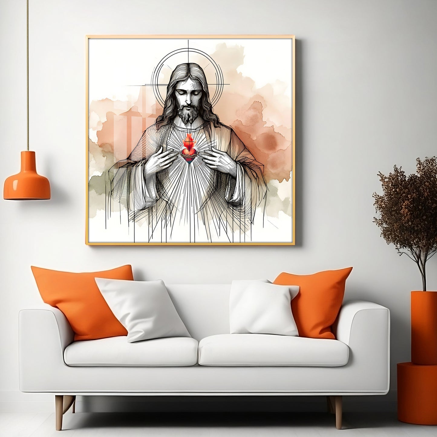 Sketch Spirit of Jesus Premium Acrylic Square Wall Art