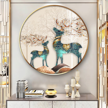 The Deer Duo Premium Acrylic Round Wall Art