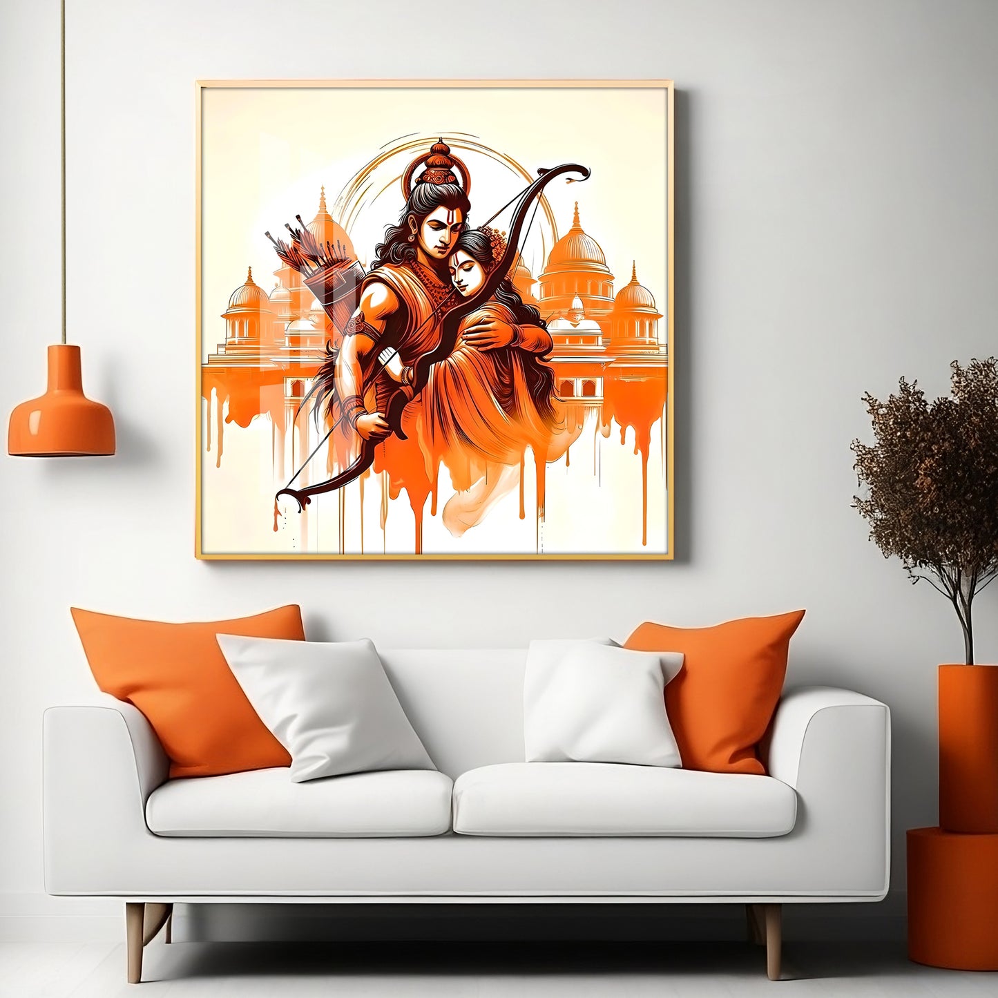 Journey Of Lord Ram and Sita Premium Acrylic Square Wall Art