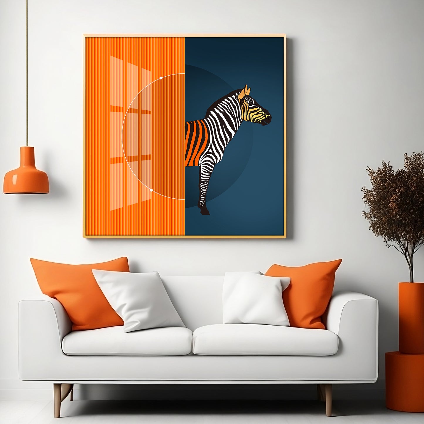 Zebra Abstract Geometric Premium Acrylic Square Wall Art