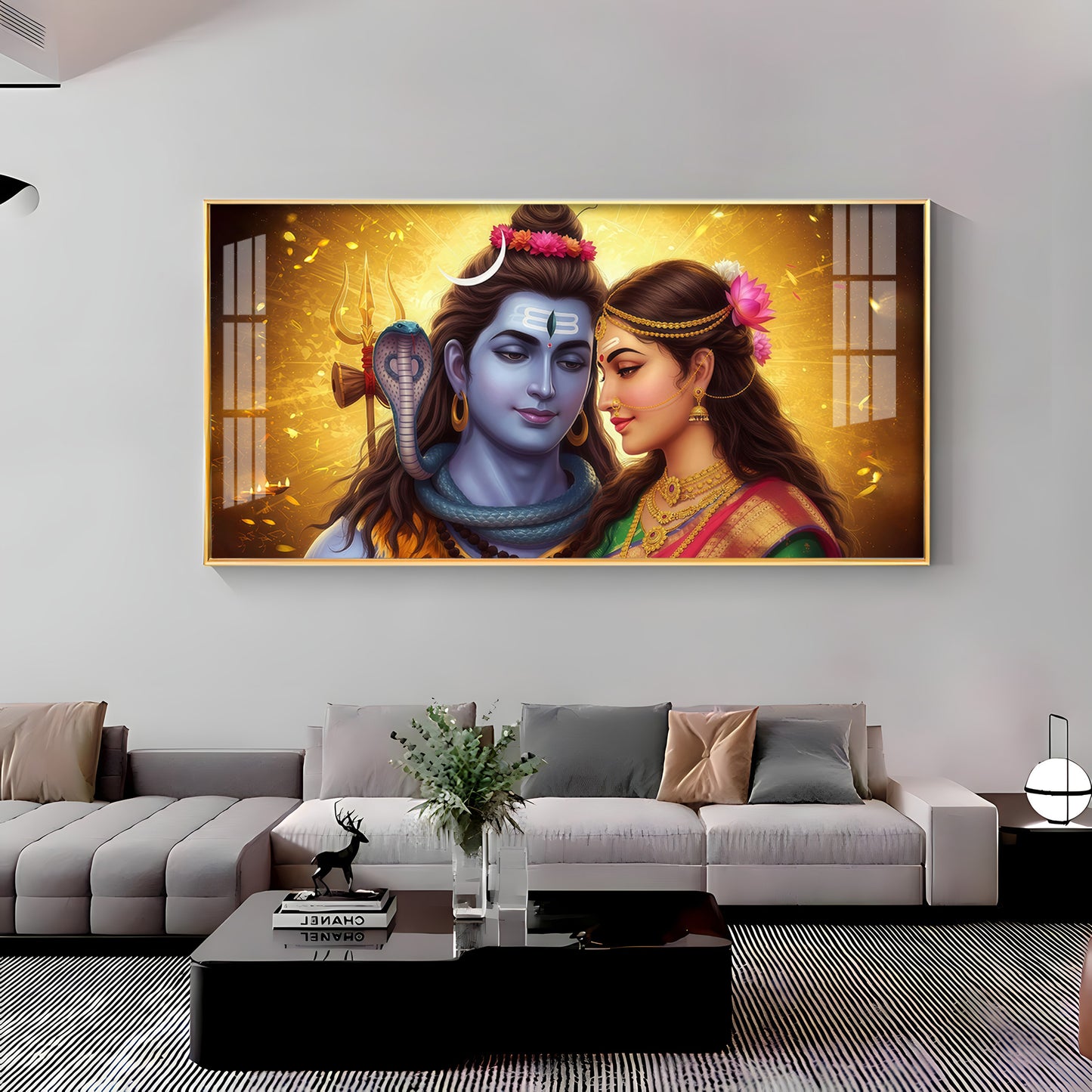 Divine Shiv Paravati Premium Acrylic Horizontal Wall Art