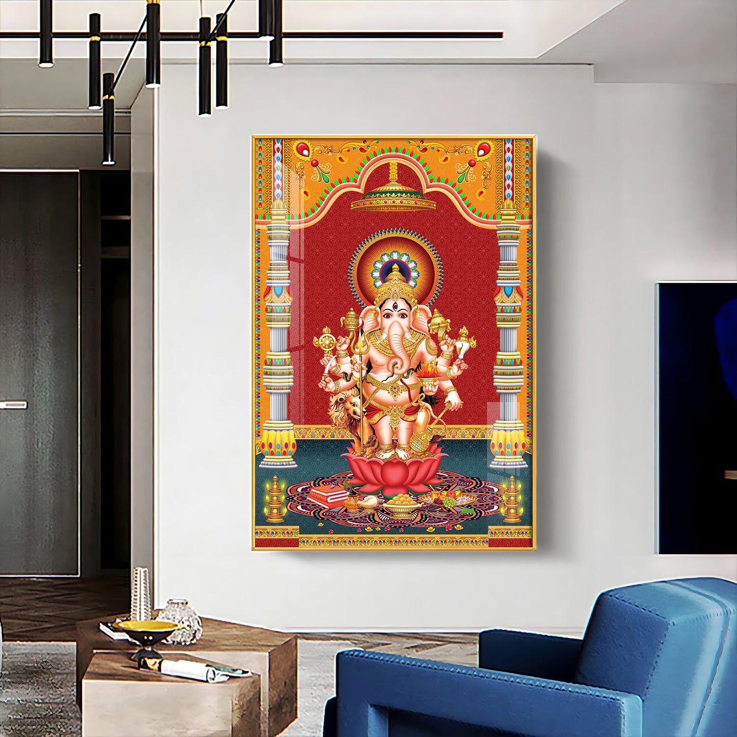 Lord Ganesh Blessings Premium Acrylic Vertical Wall Art