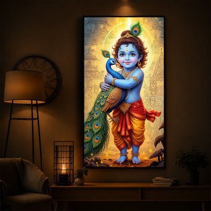 Little krishna Modern Luxury Backlight Vertical Wall Art