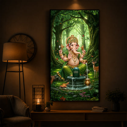 Jai Shri Ganesh Modern Luxury Backlight Vertical Wall Art