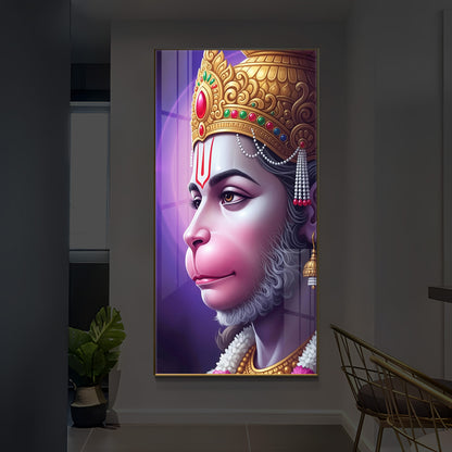Jai Shri Hanuman Modern Luxury Backlight Vertical Wall Art