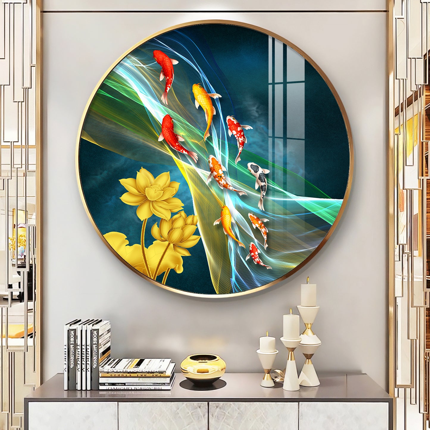 Aquatic Harmony Premium Acrylic Round Wall Art
