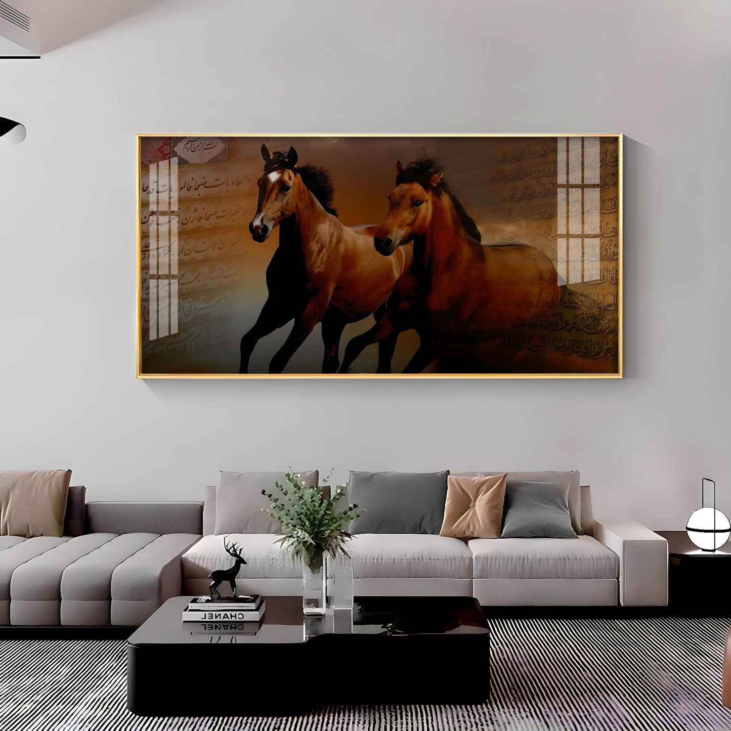 Arabic Horses Premium Acrylic Vertical Wall Art