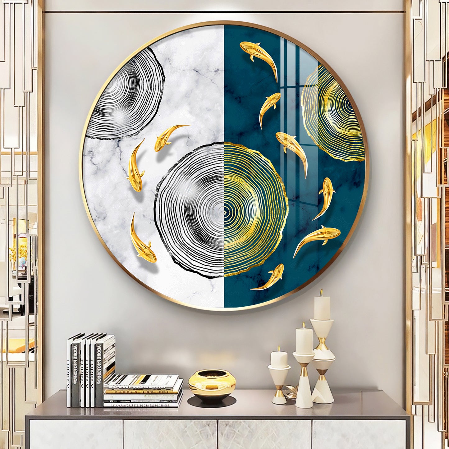 Goldfish Dreamscape Premium Acrylic Round Wall Art