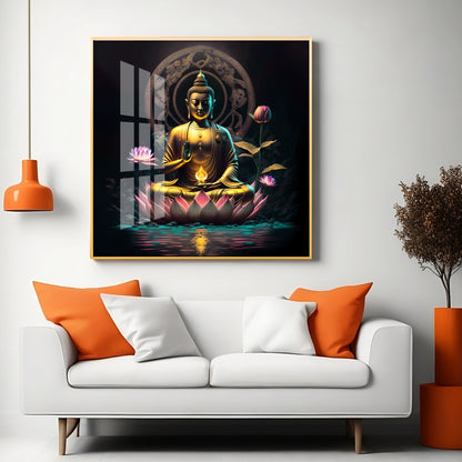 Namo Buddhay Premium Acrylic Square Wall Art