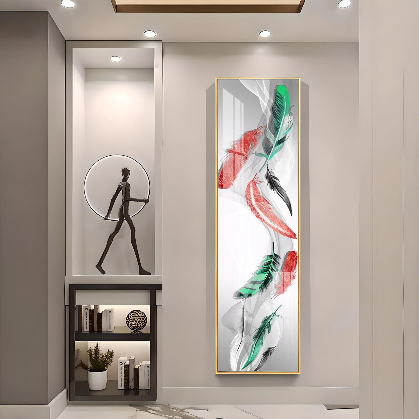 Colorful Feather Premium Acrylic Vertical Wall Art