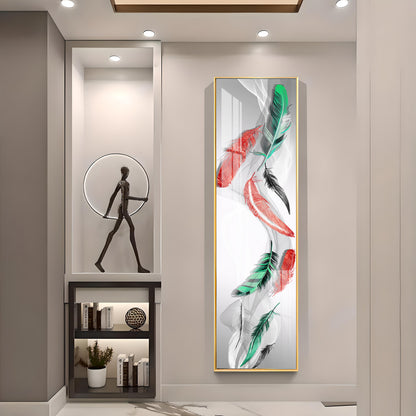Colorful Feather Premium Acrylic Vertical Wall Art