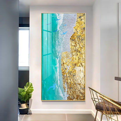 Beach of Gold Premium Acrylic Vertical Wall Art