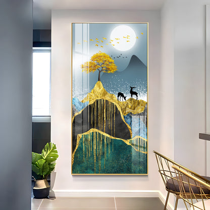 Moon & Mountains Premium Acrylic vertical Wall Art