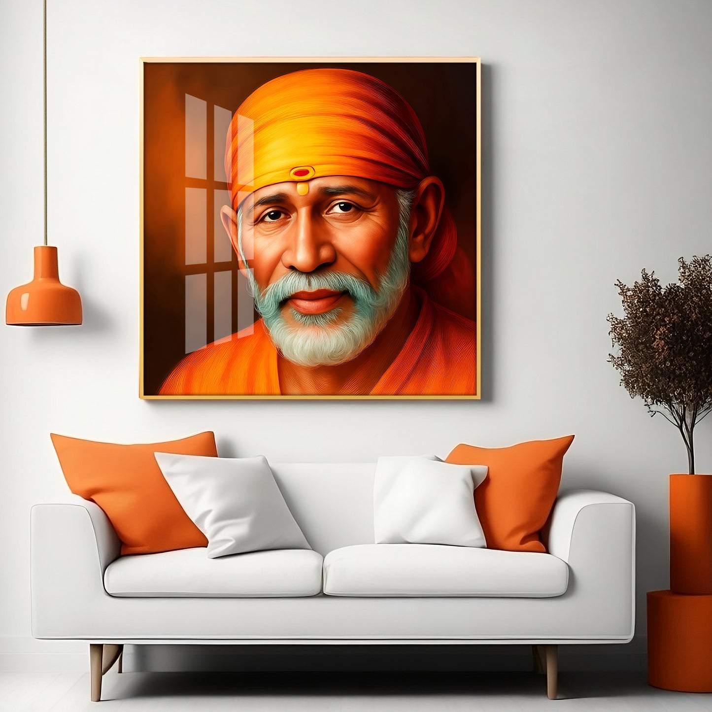 Shridi Sai Baba Premium Acrylic Square Wall Art