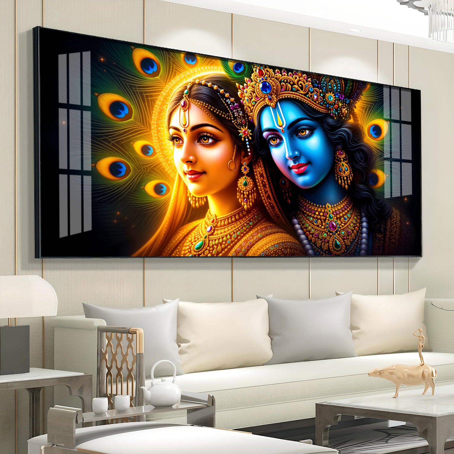 Eternal Bond Of Lord Krishna Premium Acrylic Horizontal Wall Art