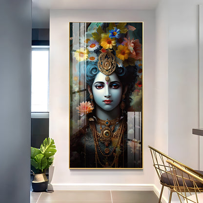 Jai Shree Krishna Premium Acrylic Vertical Wall Art