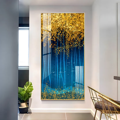 Sparkling Leaves Premium Acrylic Vertical Wall Art